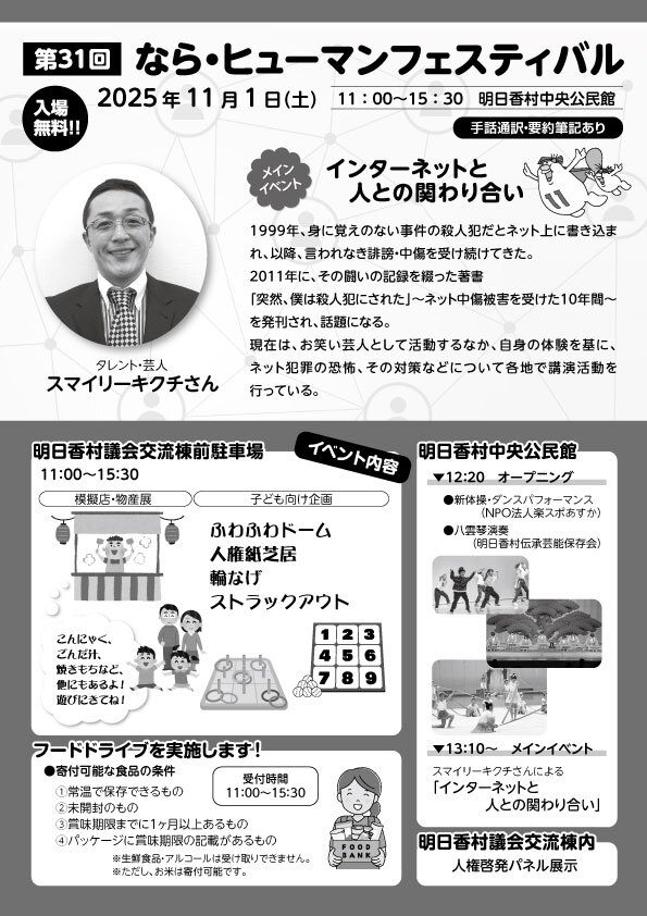 第31回ならヒューマンフェスティバルチラシ裏面